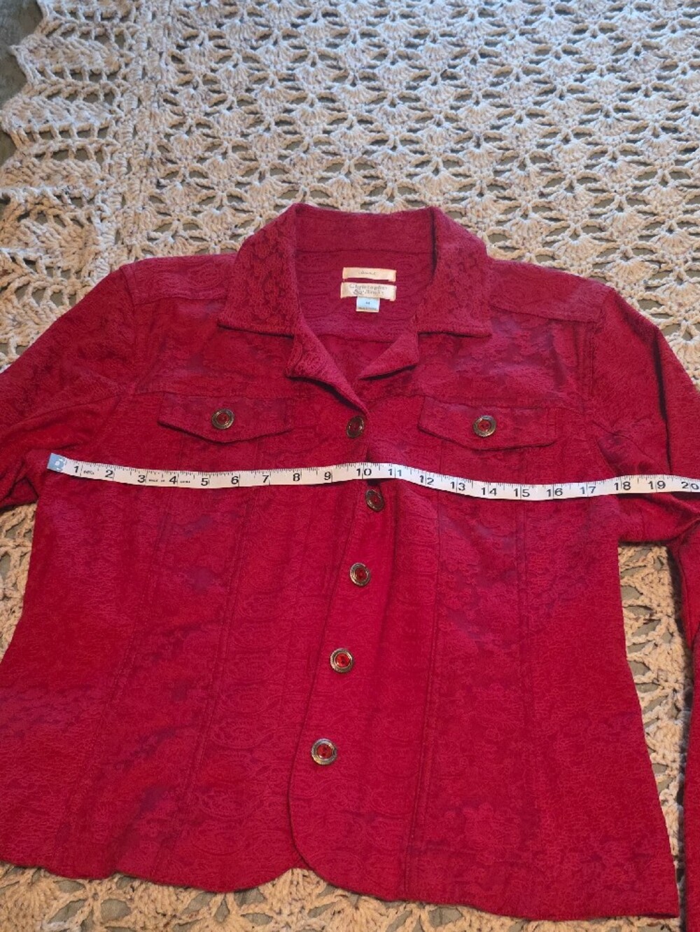 Christopher & Banks Textured Red Button-Front Jean Jacket - Picture 4 of 8